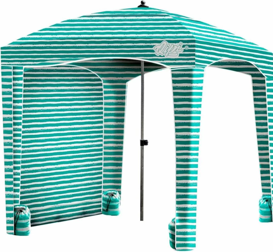 Qipi 6'x6' Beach Cabana - Portable Sun Shelter with UPF 50+ UV Protection, Waterproof Canopy & Side Wall, Easy Setup for Family, Kids & Friends