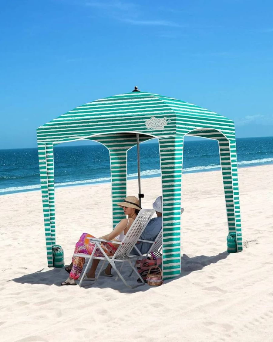 Qipi 6'x6' Beach Cabana - Portable Sun Shelter with UPF 50+ UV Protection, Waterproof Canopy & Side Wall, Easy Setup for Family, Kids & Friends