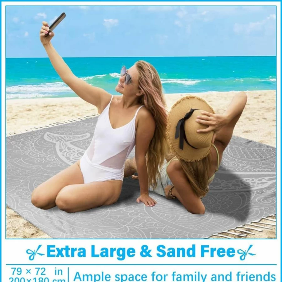 Vikumond Oversized Cotton Beach Towel - Extra Large Sandproof Blanket for Adults, Boho Woven Picnic & Camping Throw, Giant XL Quick-Dry Towel, Perfect Gift