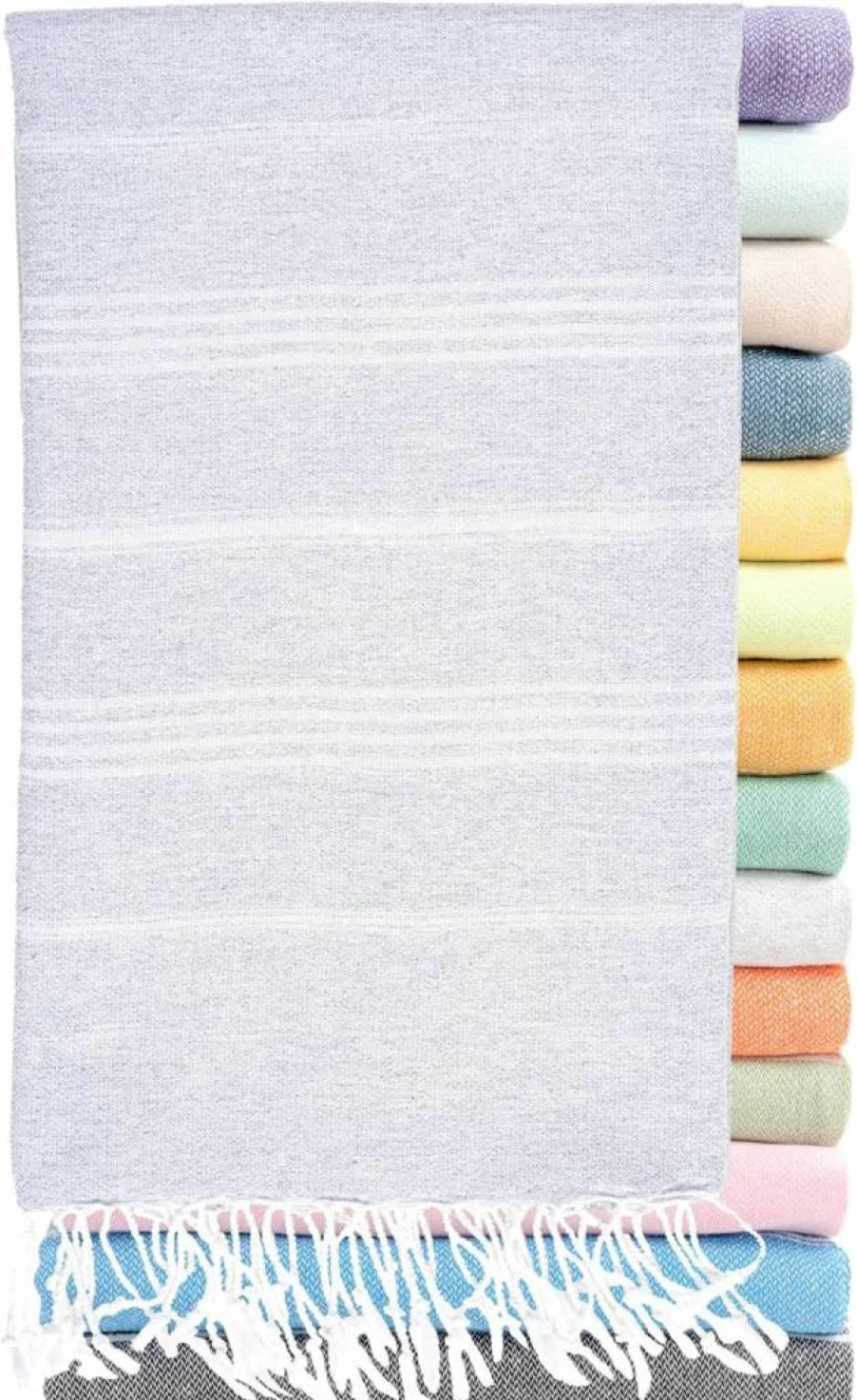 RAY SILVER Turkish Cotton Beach Towel 40x71 Inches - Quick Dry, Sand Free, Lightweight Oversized Towel for Travel, Pool, Gym, Yoga, Camping, and Sauna