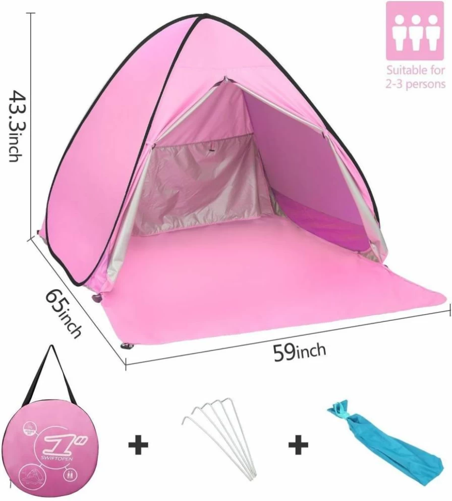 Eplze Automatic Pop Up Beach Tent - Instant Portable Sun Shelter for 2-3 People, Quick Setup Camouflage Design for Outdoor Camping & Picnics