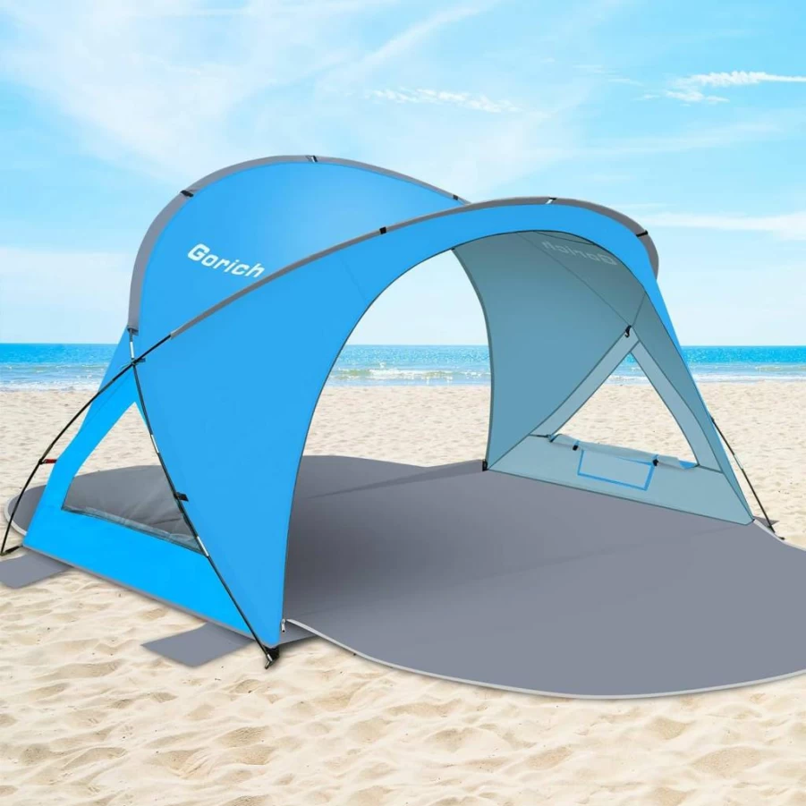 Gorich 3-6 Person Beach Tent with UPF 50+ Sun Protection, Lightweight Portable Sun Shelter with 2 Zippered Doors, Easy Setup Family Beach Canopy for Outdoor Shade