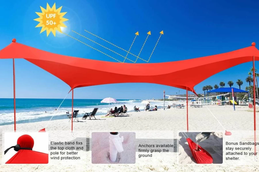ABCCANOPY Portable 7x7 Ft Beach Sun Shelter - Lightweight, UV Protection for Beach, Camping, Outdoor Activities (Sky Blue)