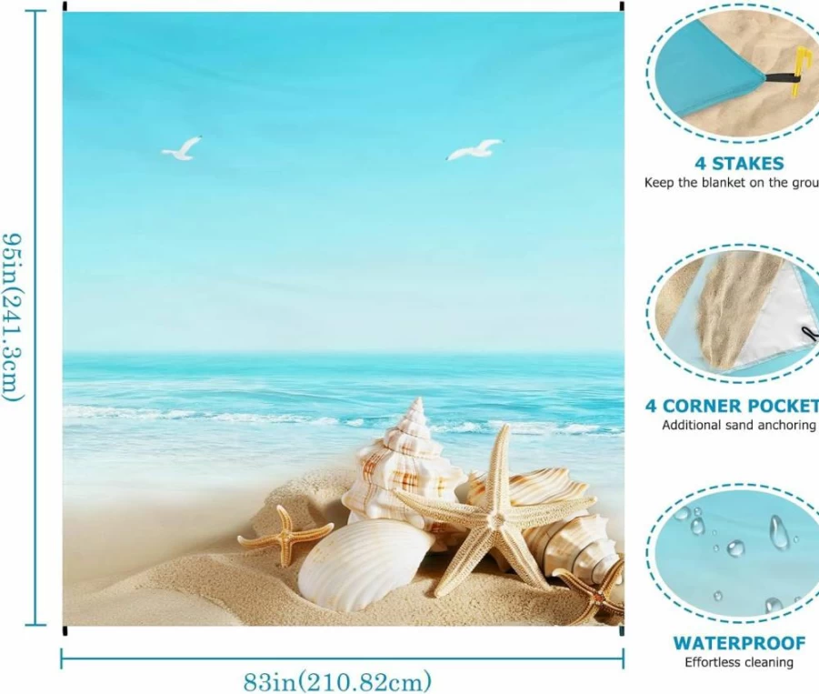 GIITSRIZ Waterproof Beach Blanket - 8.7 Ft Large Sandproof Picnic Mat for 4 Adults, Quick Dry Lightweight Travel Camping Blanket with Flamingo Design, Outdoor Essentials for Vacation Hiking
