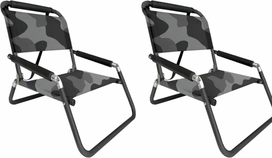 Neso 2-Pack Lightweight Beach Chairs - Water Resistant, Foldable with Shoulder Strap & Slip Pocket (Vintage Stripes Design)