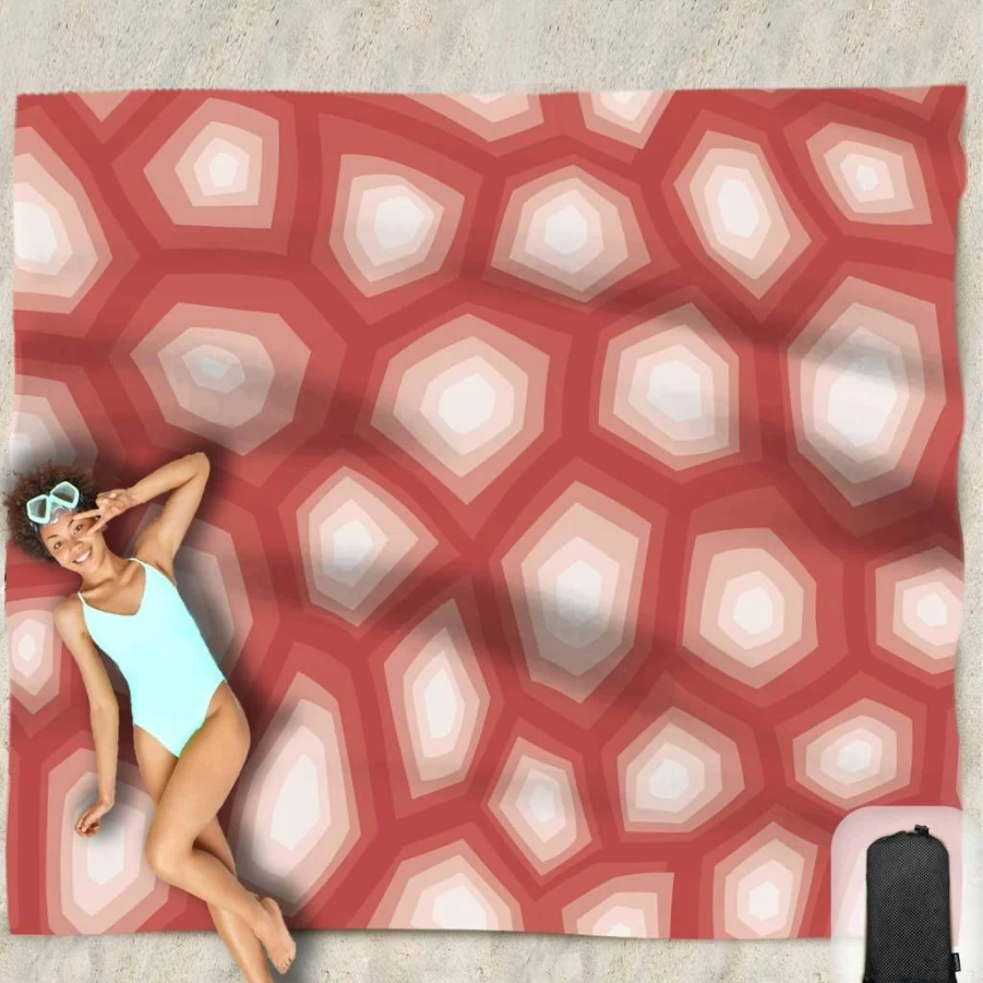 Hiwoss Waterproof Sandproof Beach Blanket 95"x80" Oversized with Corner Pockets, Portable Sand-Free Beach Mat for Travel, Camping & Outdoor Activities, Includes Mesh Carry Bag