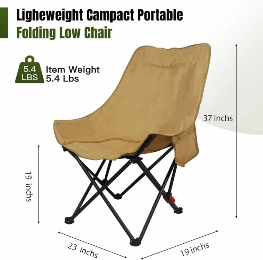 Kuasting 2 Pack Portable Folding Beach Chairs with Adjustable Backrest, Lightweight Sand Chairs for Camping, Hiking, Picnics & Outdoor Activities - Includes Carry Bags