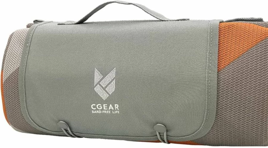 CGEAR Sand-Free Beach Mat - Large Smoke Zig-Zag Patented Sand-Free Technology, Compact Roll-Up Design for Camping, Picnics, Exercise & Outdoor Activities