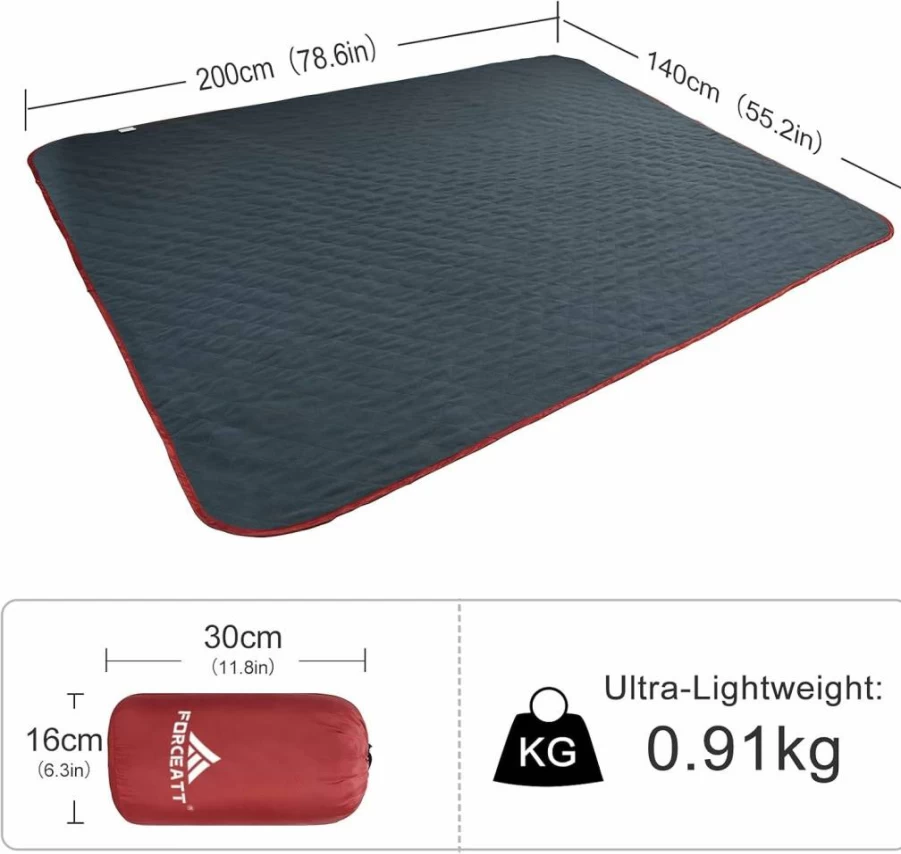 Forceatt Waterproof Sandproof Camping Blanket 79x57 Inches - Large Outdoor Picnic Beach Blanket for Park, Hiking, Travel, 4 Seasons All-Weather Family Use