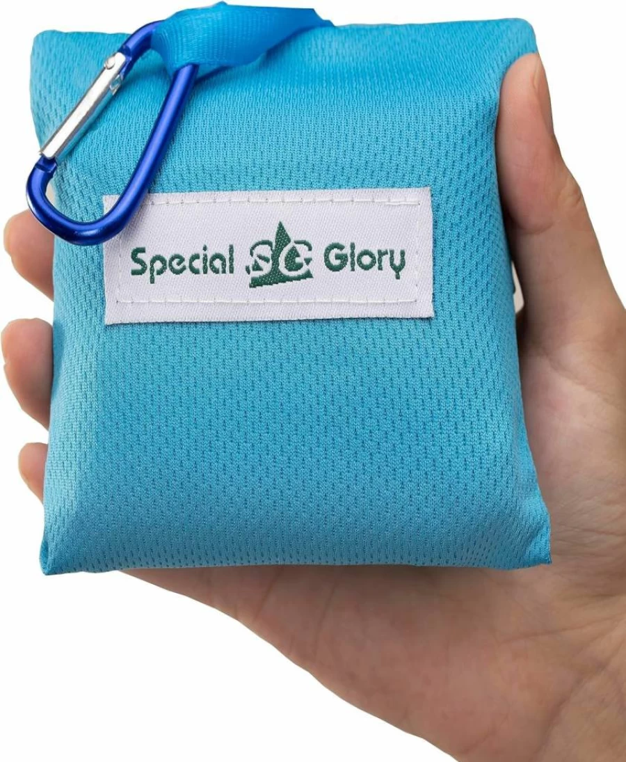 Special SG Glory Waterproof Outdoor Pocket Blanket - Sand-Free, Fast-Drying for Beach, Camping, Hiking & Travel - 43x63 Inch with 4 Built-In Ground Stakes (Grey)