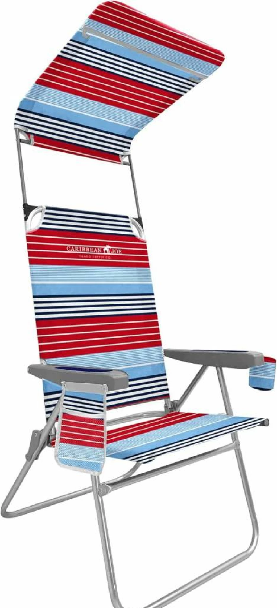 CARIBBEAN JOE Folding Beach Chair with Canopy - Lightweight Portable High Back Camping Chair for Outdoor Relaxation