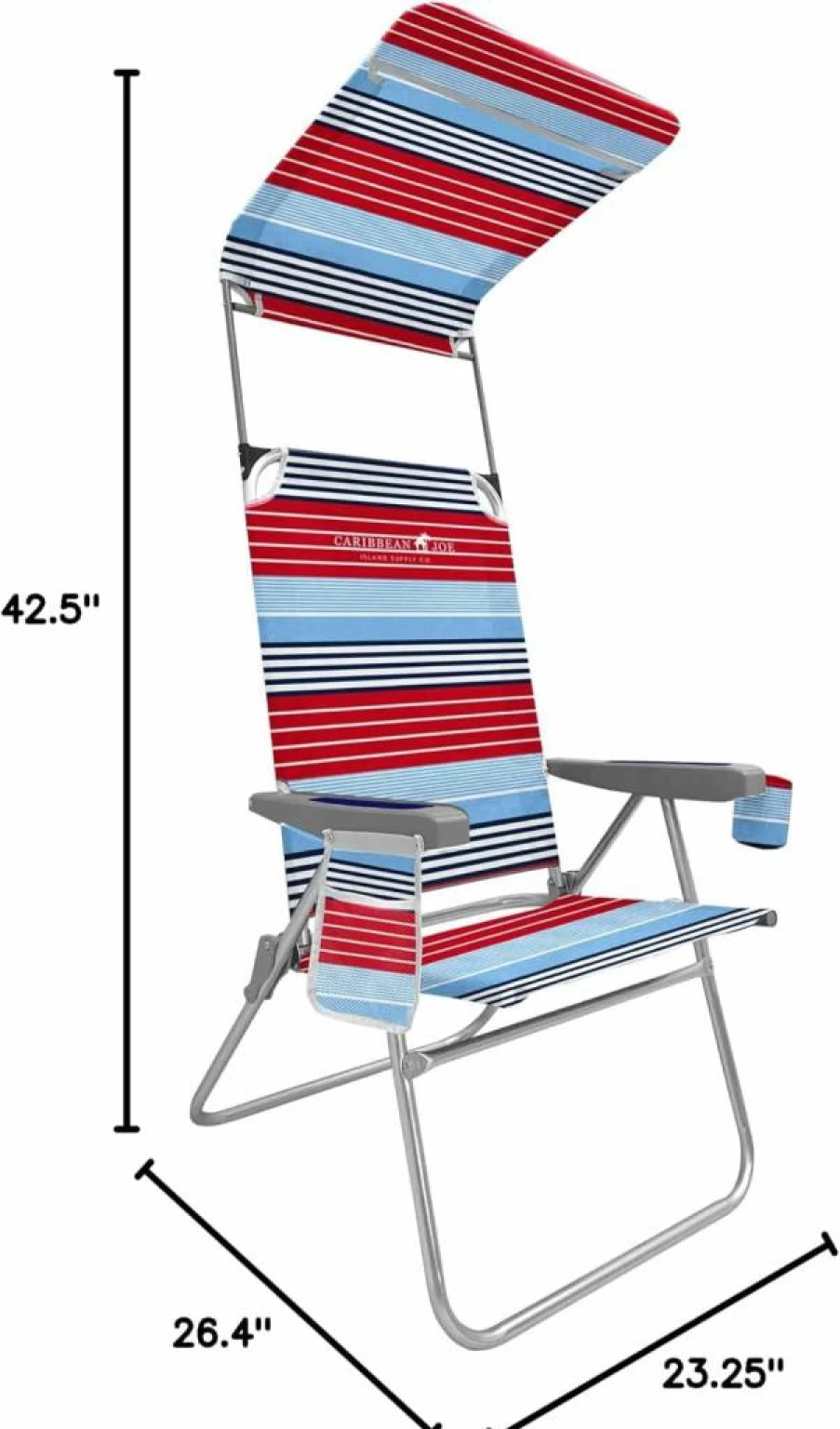 CARIBBEAN JOE Folding Beach Chair with Canopy - Lightweight Portable High Back Camping Chair for Outdoor Relaxation