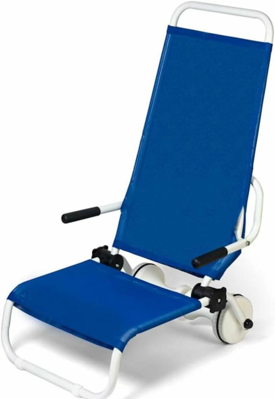 BACKJACK BJI Royal Blue Reclining Beach Chair with Wheels - Portable Sand Rolling Chair for Travel, Back Support, and Carrying Beach Supplies