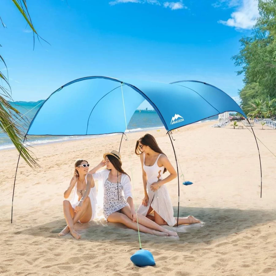 MAIZOA 10'x8.8'x7.2' UPF50+ Beach Tent - Windproof, Waterproof Sun Shelter for Outdoor, Picnic, Lake & Beach Activities