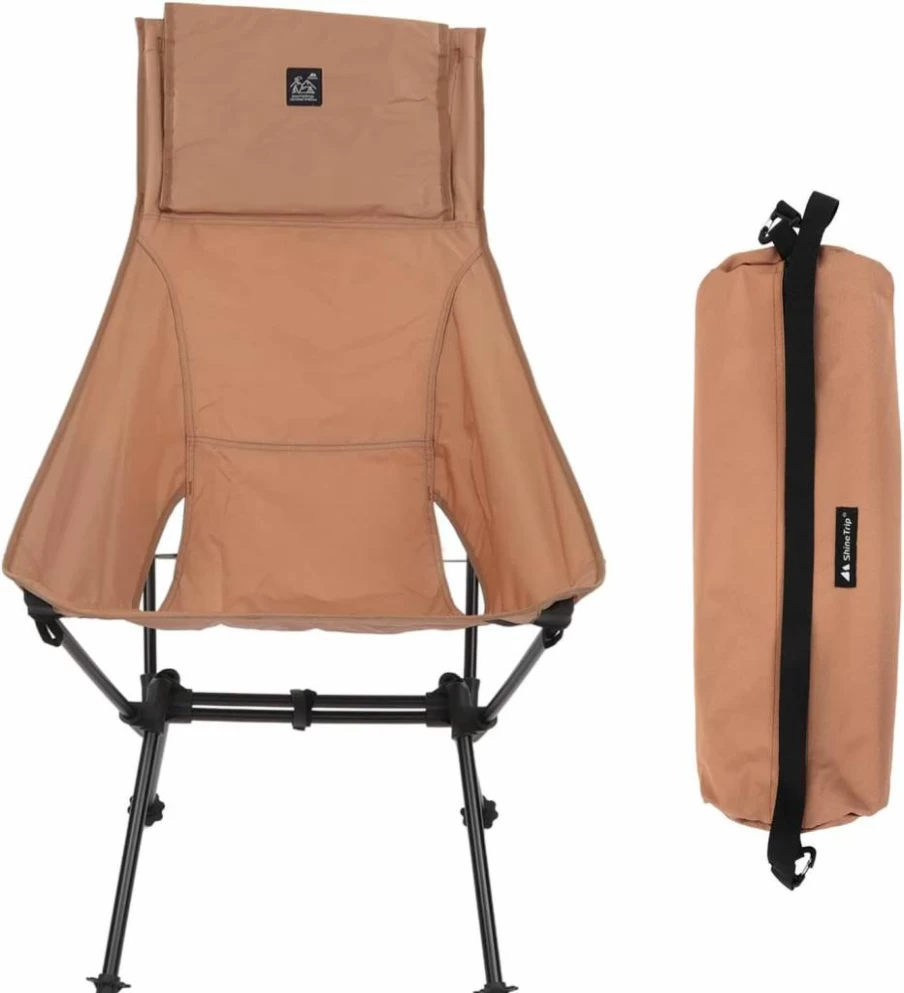 REXVTNS Portable Camping Chair - Lightweight 1900G Aluminum Frame, Foldable for Hiking Beach Picnic, Ergonomic Design with Storage Pocket, Compact Outdoor Chair (Sand)
