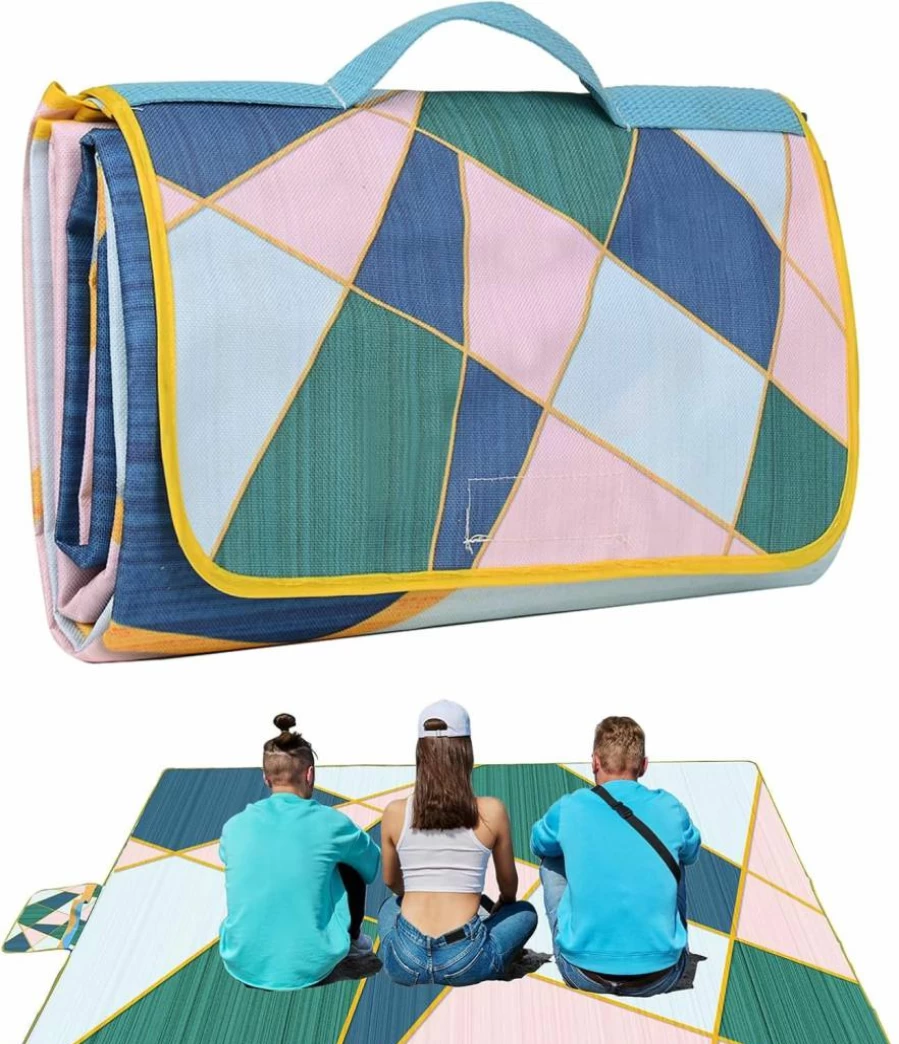 DanCoom Waterproof Picnic Blanket - Extra Large Sandproof Foldable Outdoor Mat for Beach, Park, Camping, Hiking, Travel & Concerts