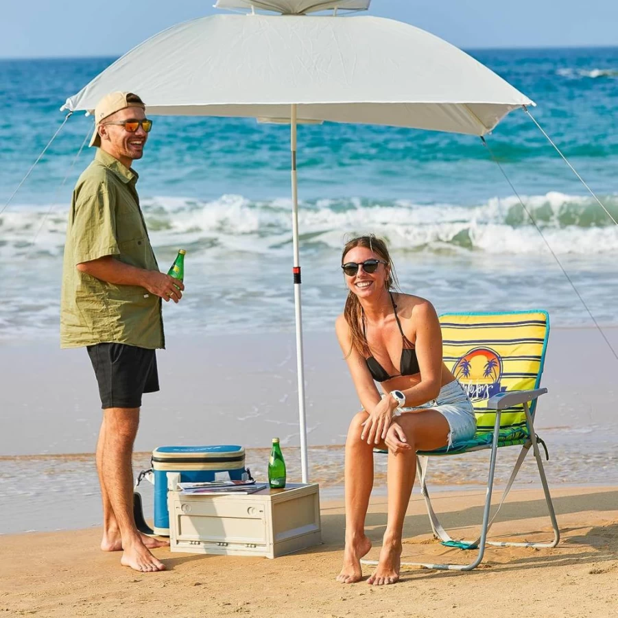 WEJOY Portable Folding Beach Chair for Adults - Lightweight High Back Lawn Chair with Shoulder Strap & Hard Armrests, Supports 300lbs for Outdoor, Camping, Concert