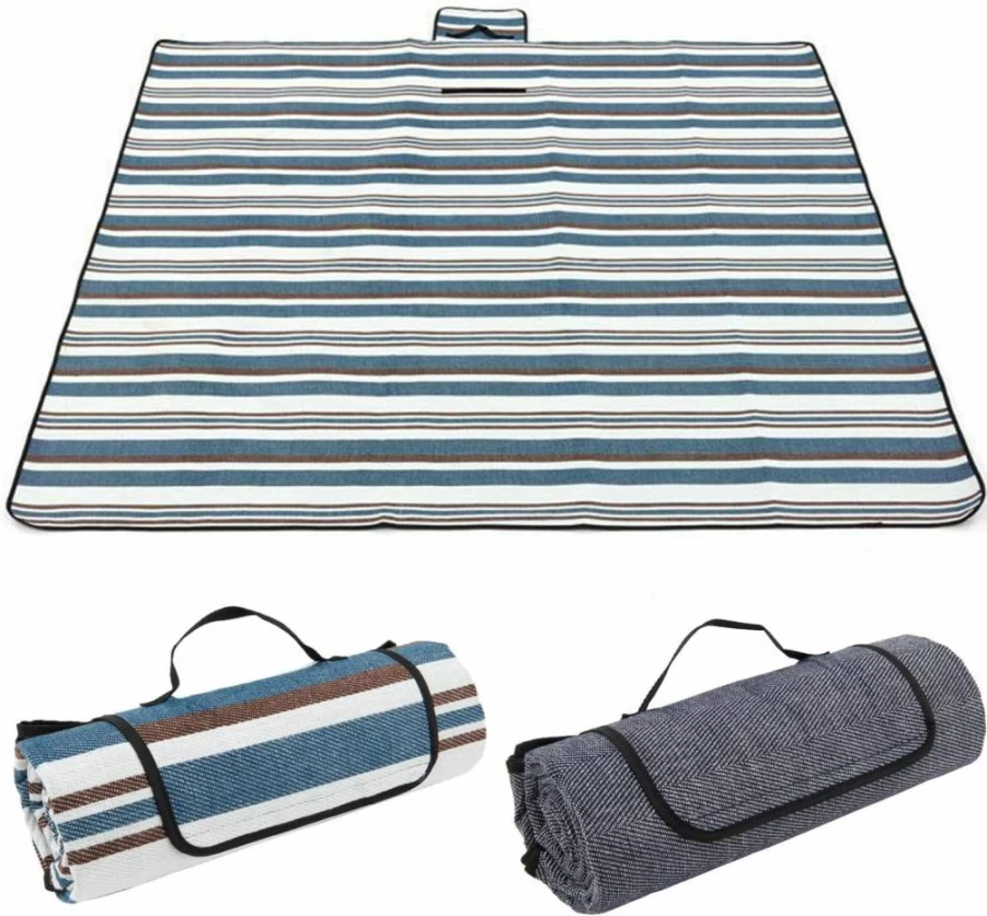 NKTDWO Waterproof Picnic Blanket 60"x80" - Portable Outdoor Beach Mat with Carry Strap, Foldable for Park, Travel, Grass, Playground - Ideal Gift for Family & Friends
