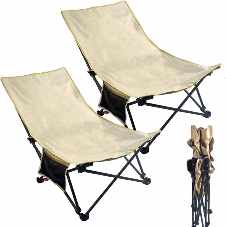 Kuasting 2 Pack Heavy Duty Beach Chairs for Adults - 350Lbs Capacity Adjustable Reclining Sand Chairs with Carry Bag for Outdoor, Travel, Concert, Lawn & Festival Use