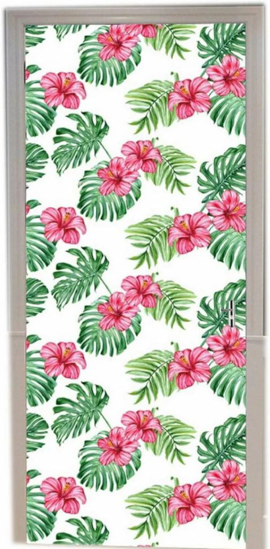 A.Monamour 3D Beach Theme Vinyl Door Decal - Waterproof Self-Adhesive Nautical Mural for Bedroom, Bathroom, Office (90x200 cm) Seashore Design with Umbrella, Chair, Dolphin