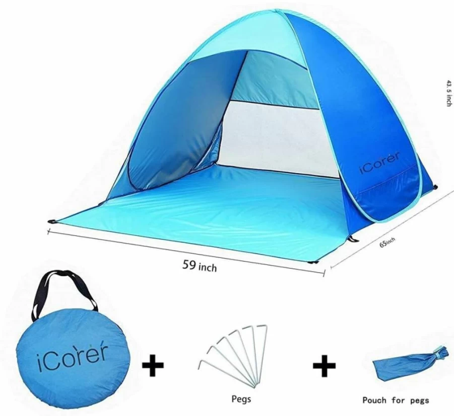 iCorer Automatic Pop-Up Beach Tent – Portable Sun Shelter for Outdoor, Camping & Quick Cabana Setup