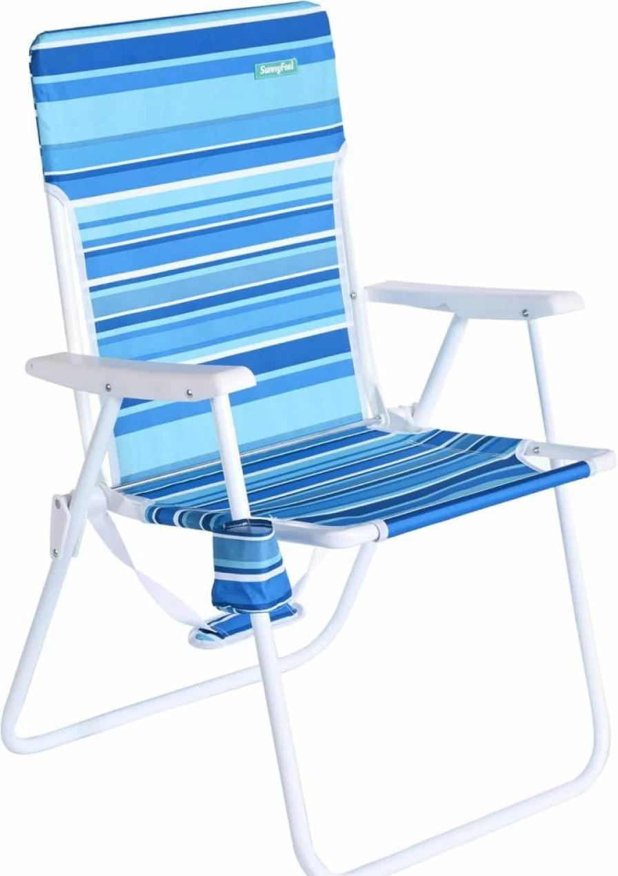 Daystar 15" Tall Oversized Folding Beach Chairs 2 Pack, Heavy Duty 300lbs Portable High Seat Sand Chairs for Adults, Camping, Outdoor, Travel, Picnic, Concert & Sports