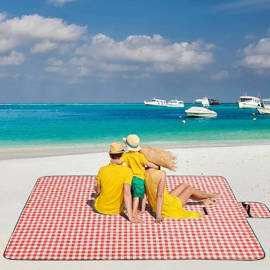 BGJOY Waterproof Picnic Blanket - Sandproof, Lightweight, Foldable Outdoor Mat for Beach, Park, Grass - Fits 2-4 Adults with Carry Strap