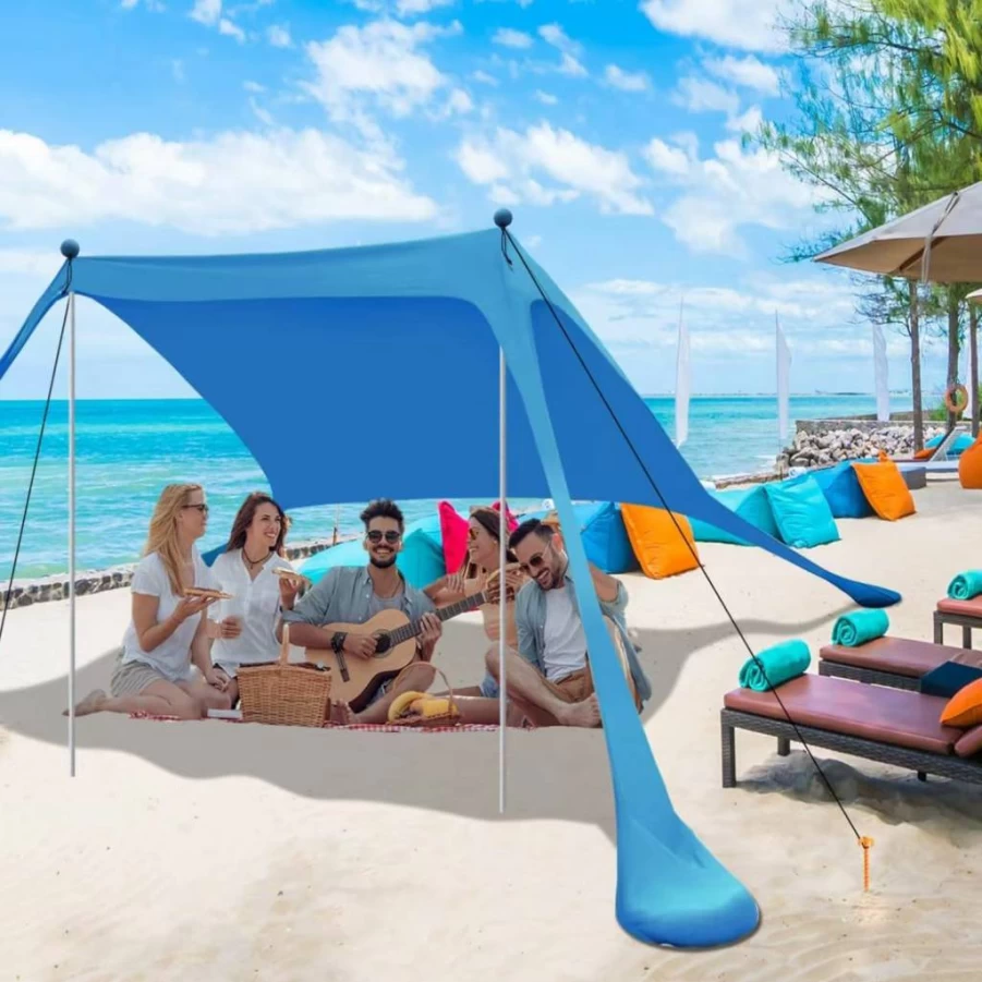 YENGIAM 7.5X7.5 Ft Beach Canopy Tent - Portable Pop Up Sun Shelter with Carry Bag, Windproof & Stable for Outdoor Camping, Fishing, Picnics