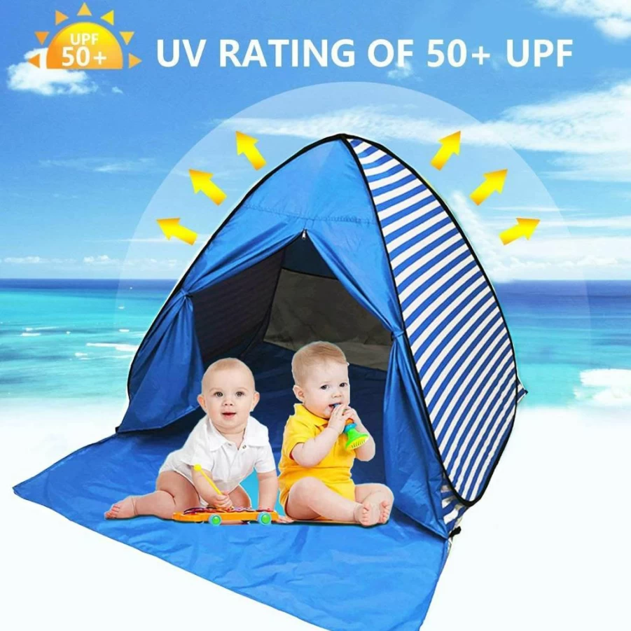 SUMELAY Pop Up Beach Tent Sun Shelter UPF 50+ Portable Canopy for 2-3 Adults, Kids, Baby - Lightweight Cabana for Camping, Fishing, Hiking, Picnics, Outdoor Activities (Blue)