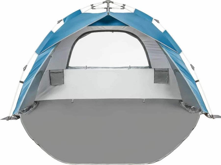 Arkali Pop Up Beach Tent with UPF 50+ Sun Protection, Removable Floor & Zippered Privacy Windows - Portable Sun Shelter for Family, 3-4 Person, Easy Setup