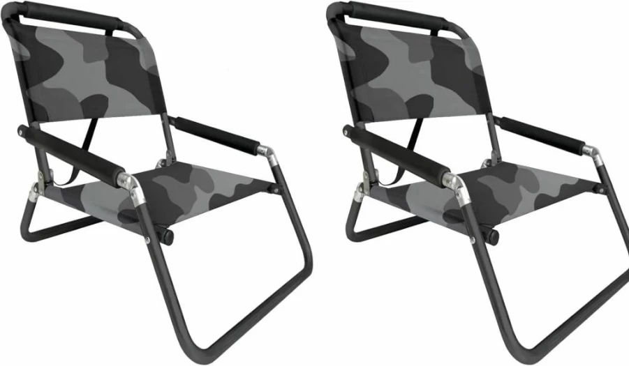 2 Pack Neso Lightweight Beach Chairs - Water Resistant, Portable with Shoulder Strap & Slip Pocket, Foldable Thin Design (Aqua Fronds)