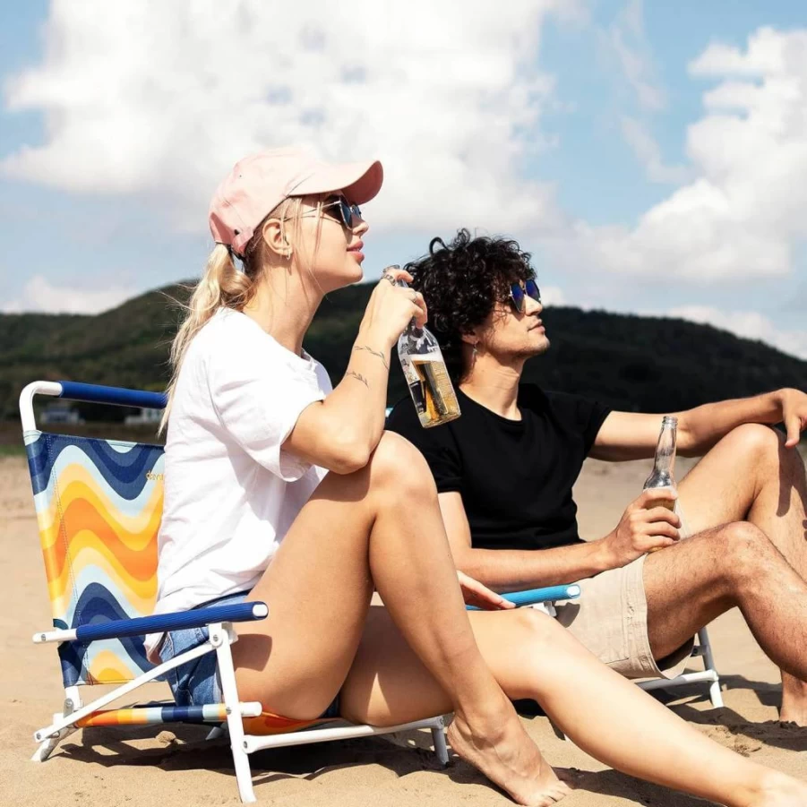 Daystar Low Profile Folding Beach Chair for Adults - Lightweight Portable Camping & Lawn Chair with Sturdy Armrests - Supports 300lbs for Outdoor, Concert, Beach & Sand Use