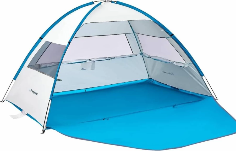 EchoSmile UPF 50+ Portable Beach Tent Sun Shelter – Lightweight Cabana for 3-4 People, Easy Setup Sun Shade for Outdoor Activities
