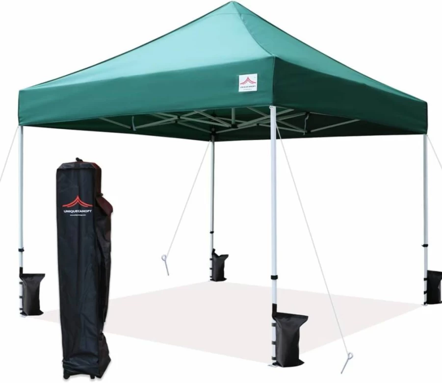 UNIQUECANOPY 10x10 FT Heavy Duty Pop Up Canopy Tent with Roller Bag & Sand Bags, Commercial Instant Shelter, Blue