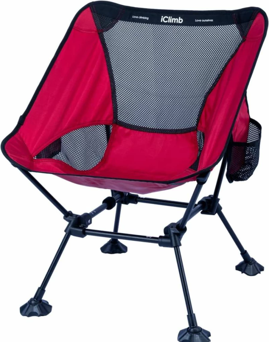 iClimb Ultralight Portable Folding Beach Chair with Wide Anti-Sink Feet for Camping, Travel & Outdoor Activities