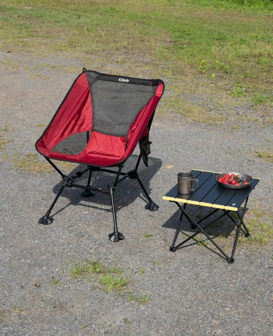 iClimb Ultralight Portable Folding Beach Chair with Wide Anti-Sink Feet for Camping, Travel & Outdoor Activities