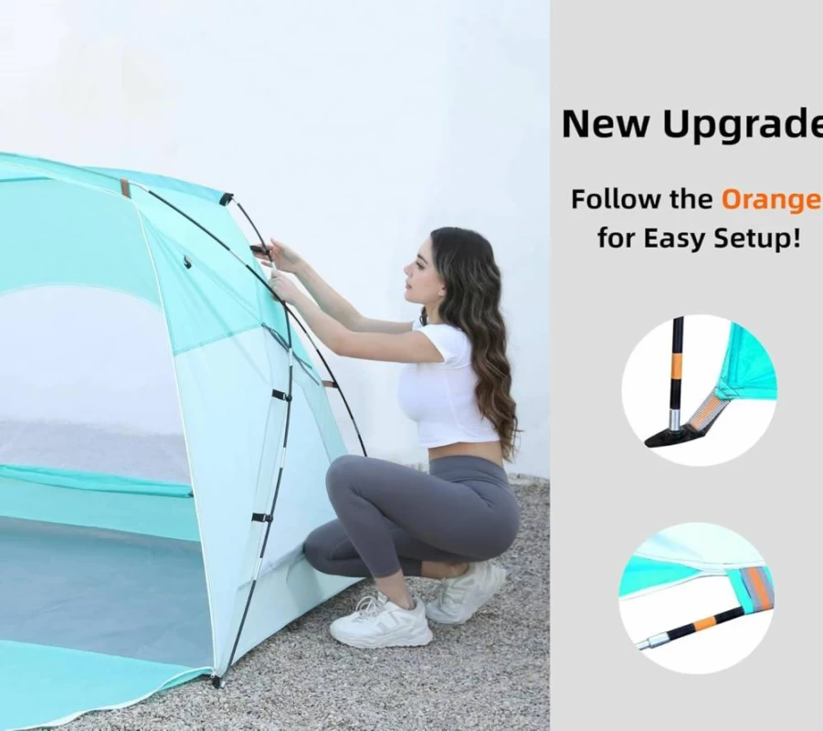 Etto UPF 50+ Beach Tent - Portable Sun Shelter for 2-8 People, Waterproof Family Canopy with Carry Bag for Outdoor, Picnics & Fishing