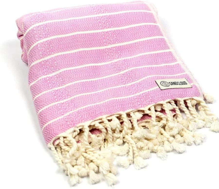 Sand Cloud Turkish Beach Towel - 100% Organic Cotton, Quick Dry, Sand Proof - Shark Tank Featured - Gocek Beige for Beach, Picnic, Bath & Travel