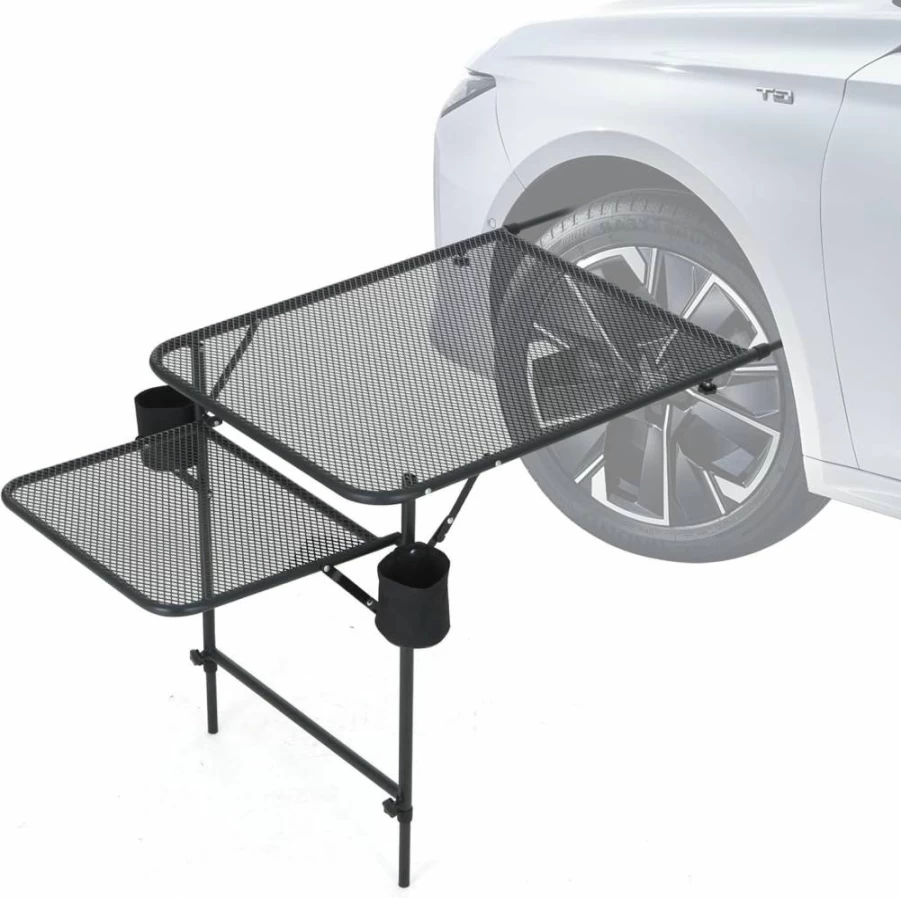 Nice C Low Beach Chair with Cup Holder & Carry Bag - Portable Sand Chair for Adults, Orange - Includes Tailgate Table for Car Camping, Overlanding Gear & Vehicle Desk (1 Pack)