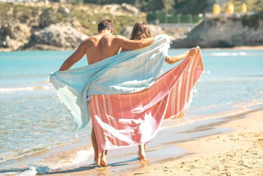 Bazaar Anatolia Diamond Black Turkish Cotton Beach Towel - 71x39 Inches, Oversized Quick Dry Bath Towel for Travel, Yoga, Camping, Lightweight & Fast Drying Blanket