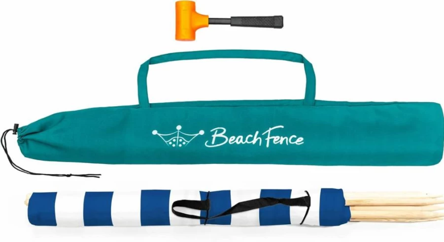 Beach Fence Premium 20ft Windscreen & Privacy Screen - Tahitian Sunset Design, Includes Free Rubber Mallet & Carry Bag