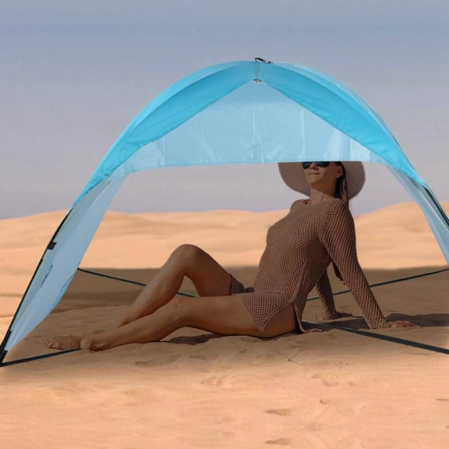 01 Beach Sun Shelter - Instant Pop-Up Umbrella, Portable & Windproof Shade for 2, Lightweight Beach Canopy for Vacation, Travel, Outdoor