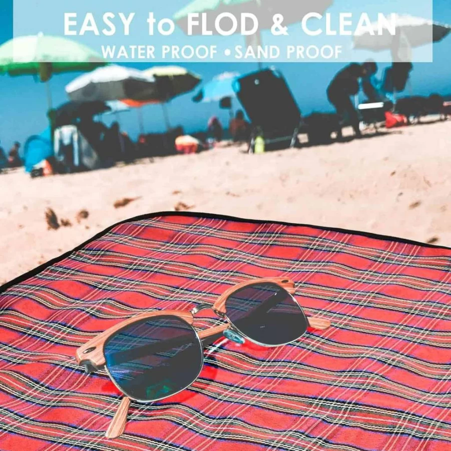 GIVERARE Extra Large Waterproof Picnic Blanket 80"x60" - Sandproof Outdoor Camping Mat for Beach, Travel, Hiking, Music Festivals (Yellow)