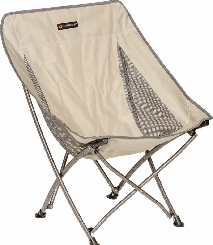 Lippert Components Baja Compact Folding Camping Chair - 600D Polyester, Breathable Mesh, Steel Frame, Scoop Design for Comfort - Portable Outdoor Chair for Beach, Camping, Hiking