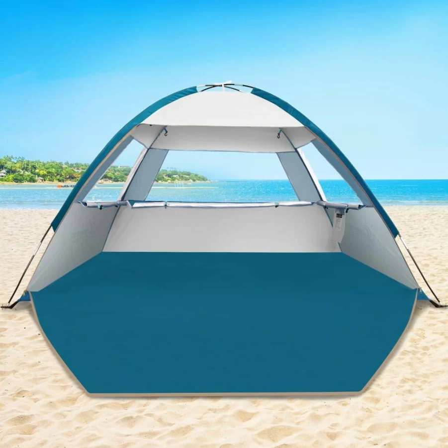 COMMOUDS Beach Tent Sun Shelter – UPF 50+ Portable Canopy for 3-10 People, Lightweight & Easy Setup for Outdoor, Camping, and Beach Use