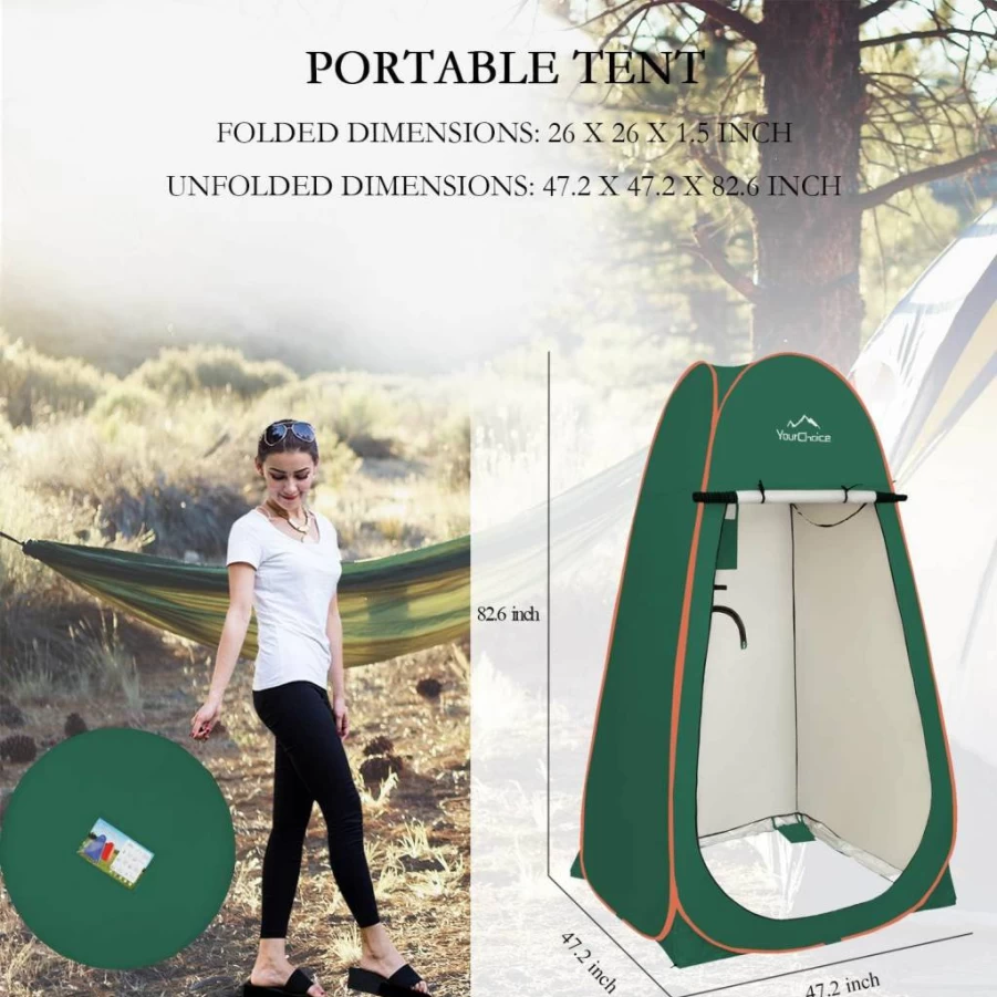 Your Choice XL Pop Up Privacy Shower Tent - Portable Outdoor Changing Room for Camping, Beach, Pool - 82.6" Tall with Double Storage Pockets & Carry Bag - Instant Setup Shelter