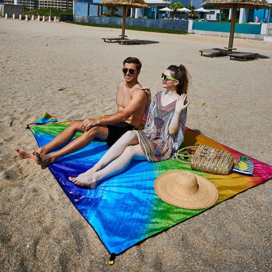XIAODRAGONSKY Extra Large Beach Blanket 70.8"x86.6" Sandproof Waterproof Picnic Mat for Outdoor, Camping & Travel - Quick Dry Portable Ground Cover