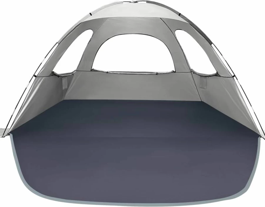 WhiteFang Beach Tent - Portable Sun Shelter with UV Protection for 3-8 People, Extendable Floor, 3 Mesh Windows, Carrying Bag, Stakes & Guy Lines