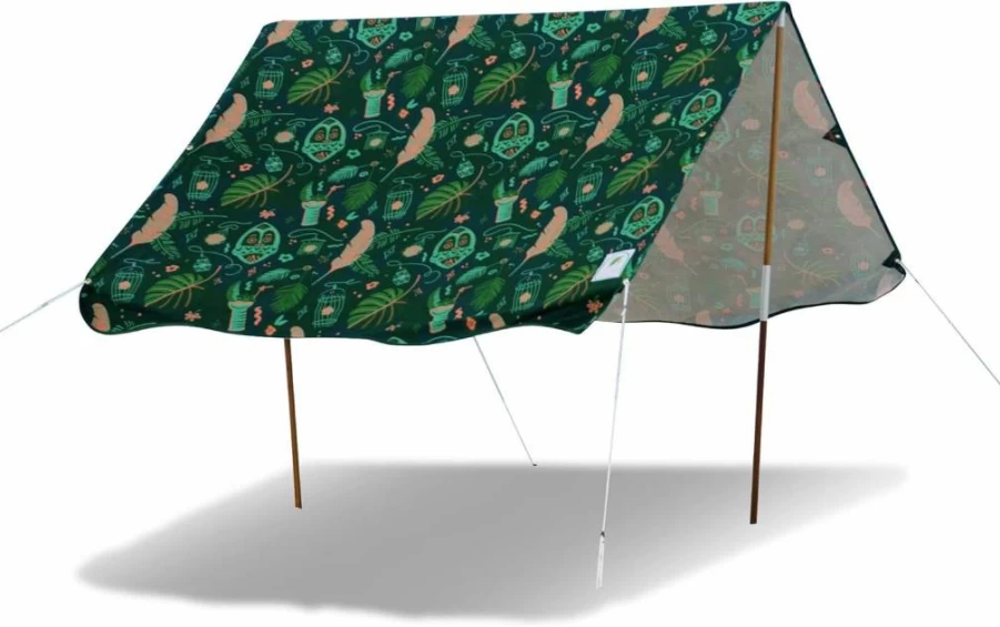 UPF 50+ Beach Canopy Tent by Moku Beach Co - Quick 3-Step Setup, Jungala Print - Includes Carry Bag, Poles, Stakes & Hammer - Portable Sun Shelter for Beach, Park, Camping