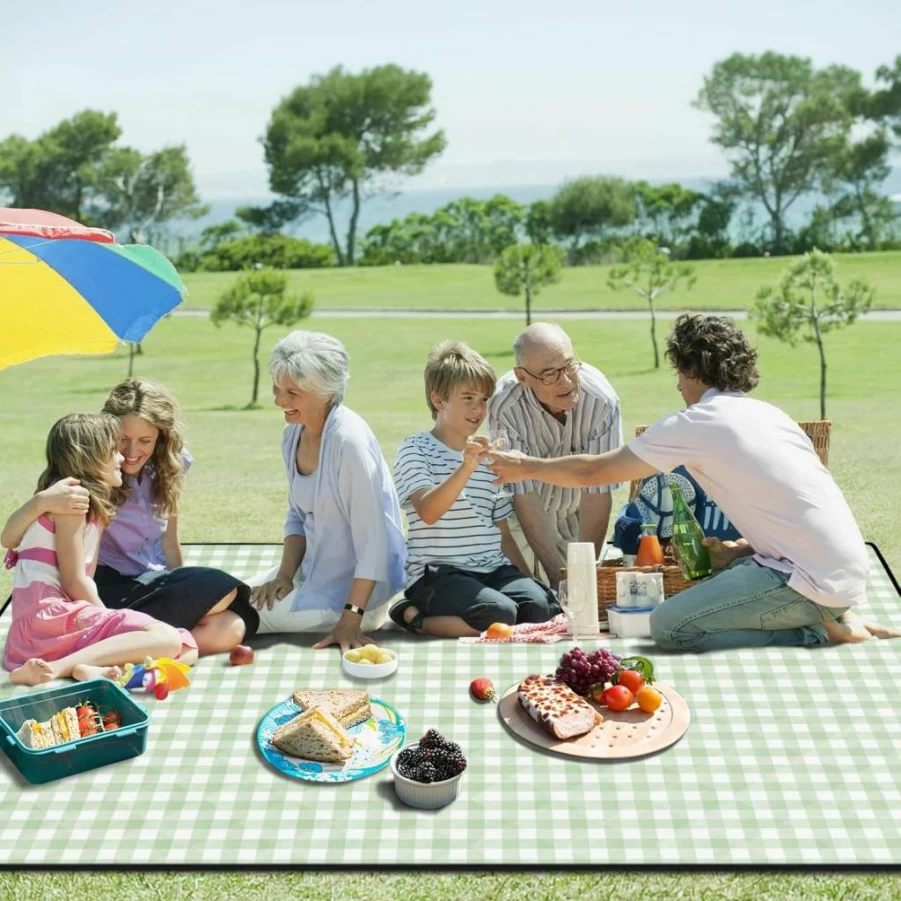 memKiya 60"x80" Sandproof Waterproof Picnic Blanket - Lightweight Portable Beach Mat for Yoga, Camping, Travel & Outdoor Activities - Ideal for Adults, Summer Vacations & Festivals